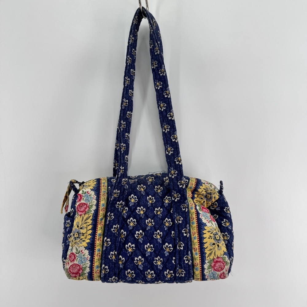 2 VTG Vera Bradley Cottagecore Floral Barrel Bag Butter/Navy & Elephant Bag - Picture 3 of 16